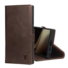 Load image into Gallery viewer, TORRO Case Compatible with Samsung Galaxy S24 Ultra 5G Premium Leather Wallet Case with Kickstand and Card Slots (Dark Brown), DarkBrown_1
