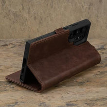 Load image into Gallery viewer, TORRO Case Compatible with Samsung Galaxy S24 Ultra 5G Premium Leather Wallet Case with Kickstand and Card Slots (Dark Brown), DarkBrown_8286
