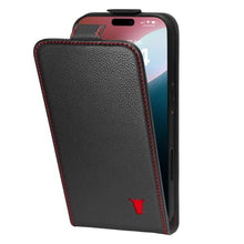 Load image into Gallery viewer, TORRO Flip Case Compatible with iPhone 16 Pro Max Premium Leather Wallet Case with Card Slots (Compatible with Official MagSafe Chargers) - Black, BlackwithRedDetail_1
