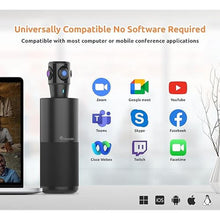 Load image into Gallery viewer, TOUCAN 360-Degree Video Conference Camera, 1080p HD Webcam with 4 Noise Reduction Mics, Speaker, AI Tracking, Works with Zoom, Google Voice, Microsoft Teams and More, for PC/Mac/Tablet, SC_1486
