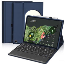 Load image into Gallery viewer, Touch Keyboard Case for Google Pixel Tablet 11 Inch 2024/2023, Detachable Magnetic Keyboard for Pixel Tablet 2023/2024 with Trackpad, Keypad Protective Folio with Pen Holder &amp; Speaker Dock, Deep Blue, BlueTrackpad_1

