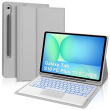 Load image into Gallery viewer, Touch Keyboard Case for Samsung Galaxy Tab S10 FE+ Plus 13.1 2025 with Trackpad, Galaxy Tablet S10FE+ Case with Colors Backlit Keypad, Pen Holder Cover for S10FE Plus 13.1 Keyboard, Grey, GreyTrackpad_1
