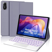 Load image into Gallery viewer, Touch Keyboard Case for Xiaomi Redmi Pad 2 11 Inch 2025 &amp; Redmi Pad SE 11 Inch 2023 Case Keypad with Trackpad, Detachable Wireless Backlit Key Board Cover with Pen Slot for Mi Pad2 11'' Tab, Lavender, LavenderTrackpad_1
