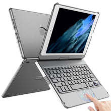 Load image into Gallery viewer, TQQ Touch for iPad 9th Generation Case with Keyboard (10.2", 2021), Multi-Touch Trackpad, 360 Rotatable Protective Cover for iPad Keyboard 9th/8th/7th Gen with Pencil Holder (Gray)_1
