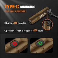 Load image into Gallery viewer, TUNENGE S15 Keychain Flashlight- Super Bright 650 High Lumens,UCB C Rechargeable EDC Pocket Flashlight,Mini Flashlight-Light with Magnetic Suitable for Hiking, Emergency (Brown)_6167
