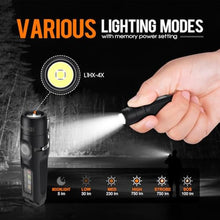 Load image into Gallery viewer, TUNENGE S15Pro Keychain Flashlight,750 High Lumen EDC Pocket Flashlight with Clip,USB C Rechargeable Mini Flashlight with Magnet,Suitable for Hiking, Camping, Repair(Black), PlasticSwitchBlack_5646
