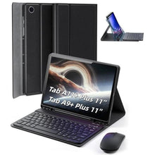 Load image into Gallery viewer, TUNKARMOR Case Keyboard for Samsung Galaxy Tab A9+ / A11+ Plus 2023/2025 11 Inch - Mouse and Detachable Magnetic Keyboard, Slim Case with S Pen Holder, Auto Sleep/Wake (Black)_1

