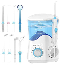 Load image into Gallery viewer, TUREWELL Water Dental Flosser for Teeth/Braces, Water Teeth Cleaner 8 Jet Tips and 10 Pressure Levels, 600ML Large Water Tank Oral Irrigator for Family(White)_1
