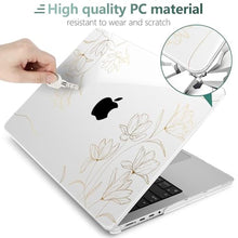 Load image into Gallery viewer, TWOLSKOO Compatible with MacBook Pro 14 inch Case M5 2026 2025-2021 Release M4 M3 M2 M1 Pro/Max Chip, Plastic Hard Shell &amp; Keyboard Cover &amp; Screen Protector &amp; Trackpad Film, Golden Floral, GoldenFloral_8454
