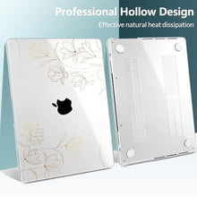 Load image into Gallery viewer, TWOLSKOO Compatible with MacBook Pro 14 inch Case M5 2026 2025-2021 Release M4 M3 M2 M1 Pro/Max Chip, Plastic Hard Shell &amp; Keyboard Cover &amp; Screen Protector &amp; Trackpad Film, Golden Floral, GoldenFloral_8456
