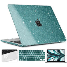 Load image into Gallery viewer, TWOLSKOO Glitter Case for MacBook Air 13 inch M5 2026 M4 M3 M2 2025-2022 (Model A3449 A3240 A3113 A2681), Bling Hard Shell Case &amp; Keyboard Cover &amp; Screen Film for MacBook Air 13.6 inch, Star Teal, StarTeal_1
