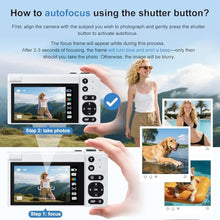Load image into Gallery viewer, TZZPL 4K Digital Camera, 64MP Vlogging Camera for Photography with 3" 180 Flip Screen, 16X Digital Zoom Point and Shoot Camara with 64GB Micro SD Card for Beginner (White)_5148
