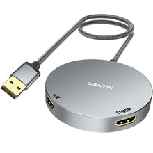 Load image into Gallery viewer, UANTIN USB 3.0 to Dual HDMI Adapter Extended Display | 4K/1080p Aluminum Universal Video Graphics Card Adapter for Mac OS and Windows, USB to 2 HDMI Splitter for Laptop,Desktop and More - (11 INCH), Grey_1
