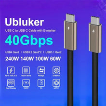 Load image into Gallery viewer, Ubluker USB C to USB C Cable 40Gbps 6.6FT, USB4 Cable with Thunderbolt 4, NaturalTitaniumGold_816
