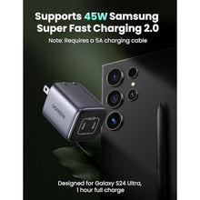 Load image into Gallery viewer, UGREEN 45W USB C Charger for iPhone 17, Nexode 2 Port GaN Foldable PPS Wall Charger Block Support Super Fast Charging 2.0 for Galaxy S26/S25 iPhone 17/16/15, iPad, MacBook Neo/Air, Black_1413
