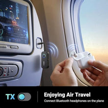 Load image into Gallery viewer, UGREEN Airplane Bluetooth 5.2 Transmitter Adapter for Airpods or Headphones Dual Pairs, 2-in-1 Wireless Bluetooth 3.5mm Aux Audio Transmitter/Receiver for Flight, TV, Car Stereo, Treadmill, MP3 Player, Black_7411
