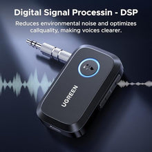 Load image into Gallery viewer, UGREEN Bluetooth 5.4 Car Adapter, Hands-Free Call &amp; Noise Cancelling AUX to Bluetooth Adapter for Car, 3.5mm Audio Blue-Tooth Receiver for Cars Stereo Home Speaker - 15H Battery Life, Black_315
