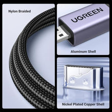 Load image into Gallery viewer, UGREEN Micro HDMI to HDMI Cable, 6.6FT, Aluminum, 8K@60Hz, Braided, HDR, Grey_8653
