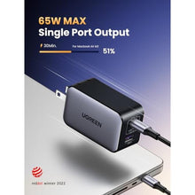 Load image into Gallery viewer, UGREEN Nexode 65W GaN USB C Wall Charger, 3-Port Compact Foldable Fast Charger Power Adapter for iPhone 17/16/15 Series, Galaxy S25/S24, Pixel 10/9, MacBook Pro/Air, Dell XPS, iPad Pro (Black)_152
