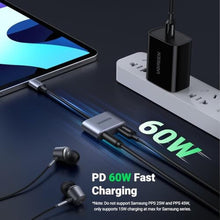 Load image into Gallery viewer, UGREEN USB C to 3.5mm Jack and Charger Adapter DAC PD 60W Fast Charge Type C Aux Headphone Splitter Compatible with Galaxy S24 S23 Ultra S22 S21 S20 FE iPad Pro 12.9 iPad Air 5 4 Mini 6 Pixel 5 4 XL_1581
