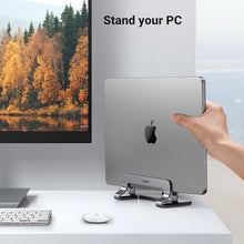 Load image into Gallery viewer, UGREEN Vertical Laptop Stand Holder for Desk Compatible with MacBook Pro, MacBook Air Stand Vertical Aluminum Adjustable for Up to 17.3 Inch Gaming Laptop, Gray, SilverGray_8559
