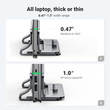 Load image into Gallery viewer, UGREEN Vertical Laptop Stand Holder for Desk Compatible with MacBook Pro, MacBook Air Stand Vertical Aluminum Adjustable for Up to 17.3 Inch Gaming Laptop, Gray, SilverGray_8560
