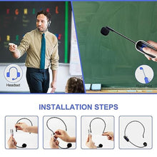 Load image into Gallery viewer, UHF Wireless Headset Microphone System: Mic Headset - LED Digital Display, Head Handheld Mic 2 in 1, Working Time 6H, 165 ft Range Mics for Voice Amplifier, Tour Guide, Teaching, Fitness, PA System, Black_4746
