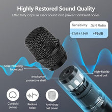 Load image into Gallery viewer, UHF Wireless Microphone System Set: Metal Cordless Handheld/Headset/Lavalier Lapel Mics, Bodypack Transmitter, Receiver - 2*15 Channels 200ft Range for Church, Karaoke Singing, DJ, Wedding, Speech, Black_5099
