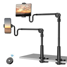 Load image into Gallery viewer, UHIKY 4.6"-11" Phone &amp; Tablet Bed Holder with Wireless Remote,gooseneck Cellphone Stand,Flexible Overhead Mount clamp Clip for Desk Bedside headboard, Recording Filming, for iPhone/iPad/Tablet/Kindle_1
