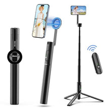 Load image into Gallery viewer, ULANZI 64.6'' Magnetic Selfie Stick Tripod Max, All-in-One Phone Tripod w Magnetic Phone Holder &amp; Detachable Wireless Remote, C/W Magsafe, for iPhone 16 15 14 13 12 Series &amp; Android Phones (Black), BLACKMAX_1

