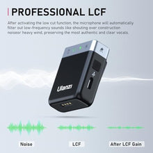 Load image into Gallery viewer, ULANZI AM18 Wireless Lavalier Microphone, Compact Mini Lapel Mic with 200m/656ft Range, Noise Cancellation, 20H Battery for DSLR Cameras, iPhone, Android, Live Streaming, Video, Black_335
