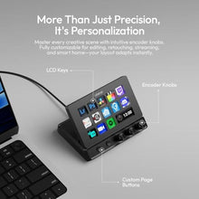 Load image into Gallery viewer, ULANZI D200X Creative Deck Macro Keyboard, 14 LCD Keys &amp; 3 Encoder Knobs, 8-in-1 Hub w 4K HDMI, 3.5mm Audio, SD/TF Reader, USB 3.2 10Gbps, for Video Editing/Streaming/Smart Home PC, Mac, DX_721
