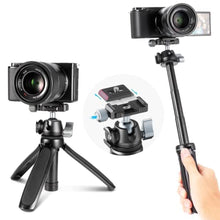 Load image into Gallery viewer, ULANZI MT-47 Camera Tripod Aluminum Alloy Mini Travel Phone Tripod Stand Compact Desktop Tripod for DSLR, 360 Ball Head with 1/4 inch Arca Quick Release Plate Cold Shoe Portable Vlog Selfie Stick_1
