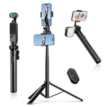Load image into Gallery viewer, ULANZI MT-70 Extendable Tripod, 63" Selfie Stick Vlog Stand w 2 Phone Clips, Black_1

