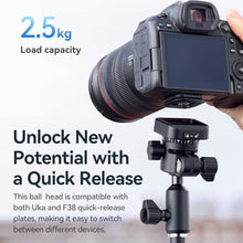 Load image into Gallery viewer, ULANZI TH02 Uka Inverted Ball Head Quick Release Metal Ball Head Camera Mount Uka 360 Rotating with Quick Release Plate, 2.5kg/5.5lb Load for Tripod, Monopod, DSLR, Camera, Black_476
