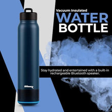 Load image into Gallery viewer, Ultimaxx Vacuum Insulated Premium Water Bottle with Bluetooth Speaker - Steel Double Wall Design, Lights, Lid Lock, Convenient Drinking Spout &amp; Carry Handle (700ml/23.6 oz) - Blue_1371

