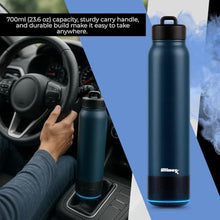 Load image into Gallery viewer, Ultimaxx Vacuum Insulated Premium Water Bottle with Bluetooth Speaker - Steel Double Wall Design, Lights, Lid Lock, Convenient Drinking Spout &amp; Carry Handle (700ml/23.6 oz) - Blue_1372

