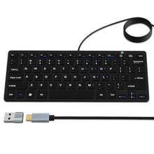 Load image into Gallery viewer, Ultra-Slim 78keys USB-C Mini Wired Keyboard with Media Hotkeys for Apple Mac Pro, MacBook 56Pro/ iMac, Air, Mac Mini, Laptop Computers, Windows Desktop PC 11/10/8/7, With USB-C to A OTG Adapter, Black_1

