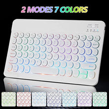 Load image into Gallery viewer, Ultra-Slim Lightweight Bluetooth Keyboard and Mouse Portable Mini Wireless Keyboard Rechargeable 7-Color Backlit for Apple iPad iPhone,Tablet iPhone Smartphone iOS Android Windows,Round Keys White_6846
