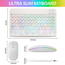 Load image into Gallery viewer, Ultra-Slim Lightweight Bluetooth Keyboard and Mouse Portable Mini Wireless Keyboard Rechargeable 7-Color Backlit for Apple iPad iPhone,Tablet iPhone Smartphone iOS Android Windows,Round Keys White_6849
