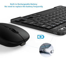 Load image into Gallery viewer, Ultra-Slim Small Bluetooth Keyboard and Mouse Combo Portable Rechargeable Wireless Keyboard for Android Tablet Cell Phone Samsung Smartphone iPhone iPad mini Pro Air 10.2 10.9 11 12.9 13 inch (Black)_6930
