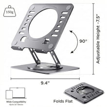 Load image into Gallery viewer, Uncaged Ergonomics Swivel Laptop Stand for Desk, Adjustable Computer iPad Stand for Desk w/ 360 Rotation, Portable Laptop Holder for Home Office Ergonomic Supplies (Space Gray), SpaceGray_2526
