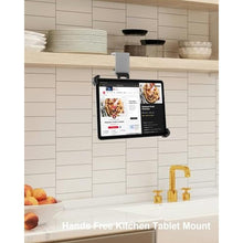 Load image into Gallery viewer, Under Cabinet Tablet Mount for Kitchen [Portable Small Clamp] Kitchen Tablet Holder for Counter Stand, 360 Rotatable Metal Clip, Compatible with 7-11" Tablet Like iPad Pro, Air, Mini, Galaxy, Fire_3308
