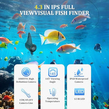 Load image into Gallery viewer, Underwater Fishing Camera, 4.3 Inch LCD, Infrared Night Vision, Wide Angle IP68 Waterproof Portable Fish Camera for Ice, Lake, Boat &amp; Kayak Fishing, Black_158
