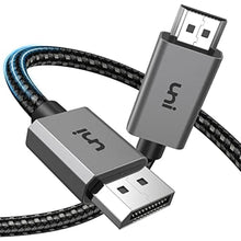 Load image into Gallery viewer, uni 4K DisplayPort to HDMI Cable 6.6ft [1440P@60Hz, 1080P@120Hz], Sturdy Braided DP to HDMI Cord for Monitor, Unidirectional Display Port to HDMI Cable Compatible with DELL, GPU, AMD, NVIDIA_1
