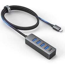 Load image into Gallery viewer, uni USB C to USB Hub 4 FT Slim Type-C to USB 3.0 Splitter Long Cable [Thunderbolt 3/4 Compatible] for MacBook Pro/Air M1, Dell XPS, Surface Laptop 4 | HDD, MIDI Devices, Webcam and More_1

