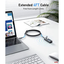 Load image into Gallery viewer, uni USB C to USB Hub 4 FT Slim Type-C to USB 3.0 Splitter Long Cable [Thunderbolt 3/4 Compatible] for MacBook Pro/Air M1, Dell XPS, Surface Laptop 4 | HDD, MIDI Devices, Webcam and More_883
