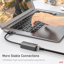Load image into Gallery viewer, uni USB to Ethernet Adapter, Driver Free USB 3.0 to Gigabit Ethernet LAN Network Adapter, 100/1000 Mbps RJ45 Internet Adapter Compatible with Laptop, MacBook, Surface, PC with Windows, XP, Mac/Linux, Grey_8498
