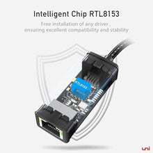 Load image into Gallery viewer, uni USB to Ethernet Adapter, Driver Free USB 3.0 to Gigabit Ethernet LAN Network Adapter, 100/1000 Mbps RJ45 Internet Adapter Compatible with Laptop, MacBook, Surface, PC with Windows, XP, Mac/Linux, Grey_8499
