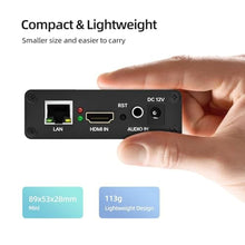 Load image into Gallery viewer, UNISHEEN 1080P60 HDMI Video Encoder, H.265/H.264 Live Streaming Encoder, HDMI to RTSP/RTMP/SRT/HLS/WebRTC IPTV Encoder for YouTube Facebook Live, Browser Setup, No PC Software Needed, Black_192
